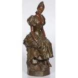 After R. Allard, A ZAMAC sculpture of a seated beauty, France, ca. 1900.