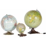 A lot comprised of (3) various worldglobes, 20th century.