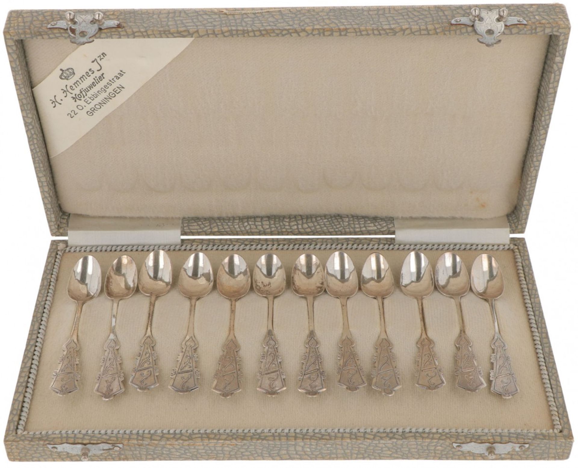 (12) piece set of silver coffee spoons.