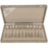 (12) piece set of silver coffee spoons.