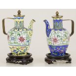 A set of (2) decorative enamel jugs, China, 20th century.