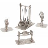 (4) piece lot miniatures silver.