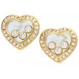 Yellow gold Chopard L.U.C. Happy Diamonds heart-shaped earrings with diamond - 19.2 ct.