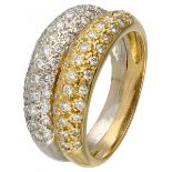 Bicolor gold double pavé ring set with approx. 1.00 ct. diamond - 18 ct.