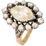 Vintage yellow gold marquis ring set with rose cut diamonds - 14 ct.