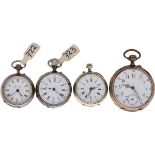 Lot (4) Pocket Watches - Silver