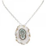 Silver necklace with pendant set with crystal and yellow sapphire - 925/1000.