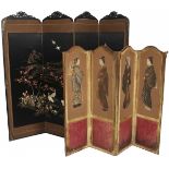 A lot of (2) Asian folding screens, 20th century.