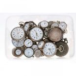 Lot (25) pocket watches silver - Men & ladies.