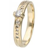 Yellow gold shoulder ring set with approx. 0.21 ct. diamond - 14 ct.