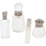 (4) piece lot of glass vials silver.