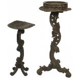 An oakwood plant stand and a pedestal, Holland, late 19th century.