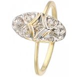 Bicolor gold oval ring set with approx. 0.04 ct. diamond - 14 ct.