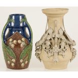 A lot with (2) various vases, a.w. Flemish earthenware, Belgium, 1st half 20th century.