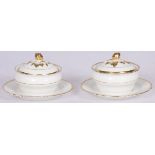 A set of (2) porcelain lidded coupes, France, 1st half 19th century.