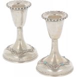 (2) piece set of candlesticks silver.