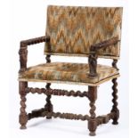 A nutwood armchair in 17th century style, The Netherlands, ca. 1900.