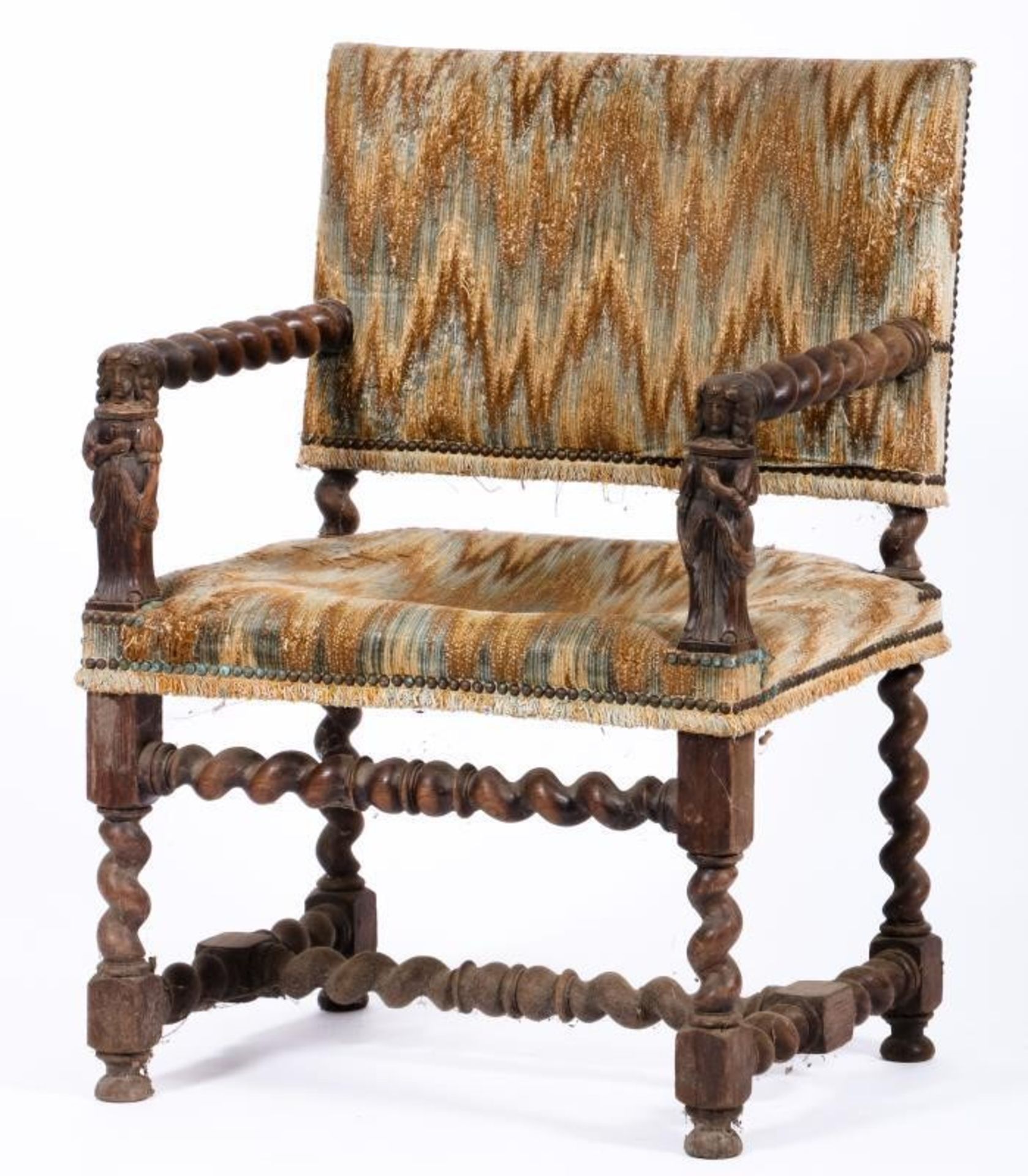 A nutwood armchair in 17th century style, The Netherlands, ca. 1900.