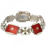 Silver Aksel Holmsen vintage 'Norne' bracelet with guilloche enamel - 925/1000.