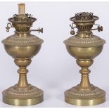 A set of (2) copper oil lamps, late 19th century.