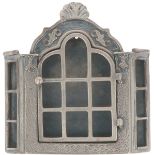 Miniature wall cabinet silver.