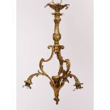A gilt bronze three light rococo-style pendant lamp, 1st half 20e eeuw.