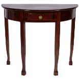 A mahogany demilune / crescent table, 20th century.