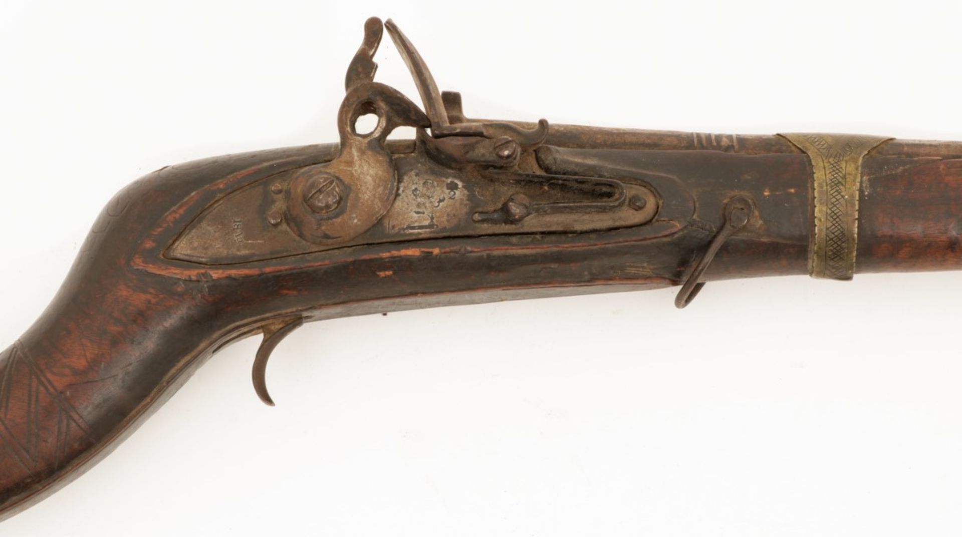 An Afghan long flintlock percussion rifle, 19th century. - Image 2 of 3