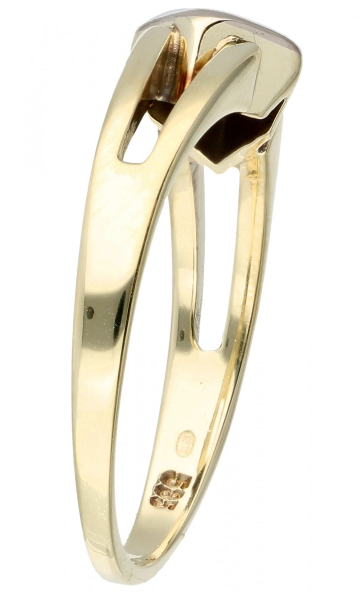Yellow gold solitaire ring set with approx. 0.05 ct. diamond - 14 ct. - Image 2 of 2