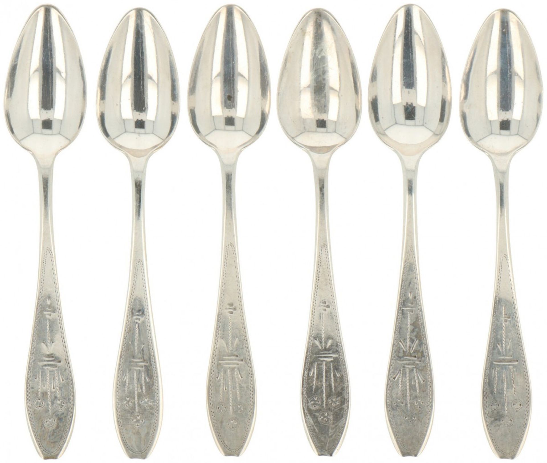 (6) piece set coffeespoons silver.