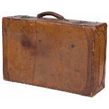 A brown leather travel suitcase, 1st half 20th century.