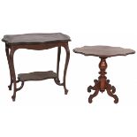 A lot of (2) mahogany tables, 20th century.