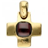 Yellow gold Pomellato Cross pendant set with garnet - 18 ct.