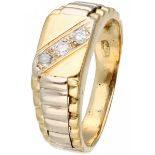Bicolor gold signet ring set with approx. 0.09 ct. diamond - 18 ct.