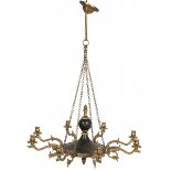 An eight arm Empire-style pendant chandelier, France, mid. 20th century.