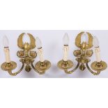 A set of (2) cast brass Charles X-style appliques with swans, 20th century.
