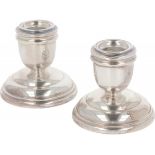 (2) piece set of candlesticks silver.