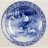 After Adolph Artz (The Hague 1837 - 1890), An earthenware dish with depiction of a flute player, De