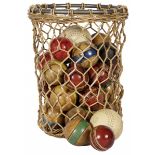 A lot with various sporting balls, a.w. cricket, 20th century.