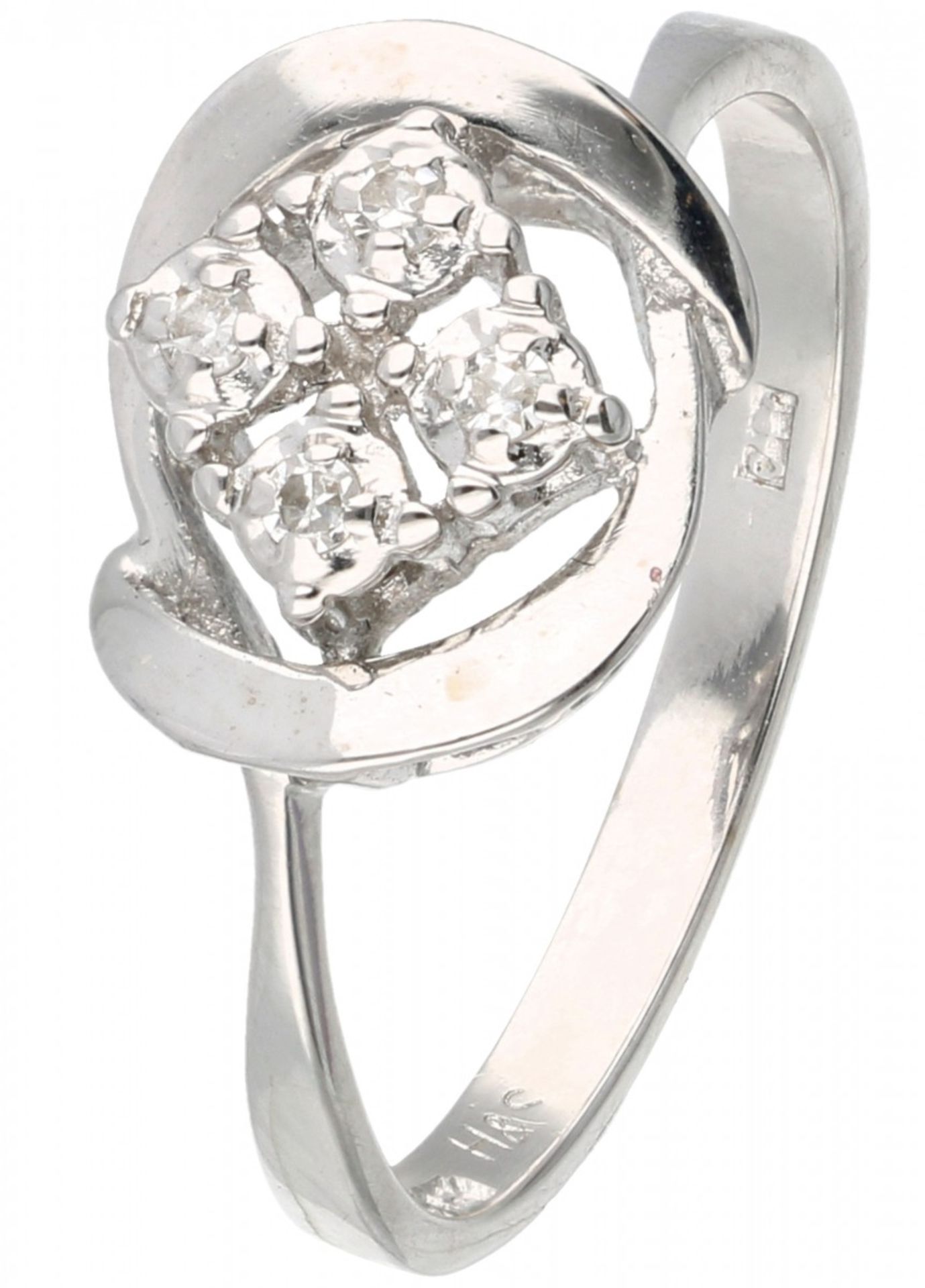 White gold ring set with diamond - 14 ct.