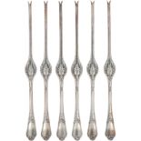 (6) piece set of lobster forks, silver.