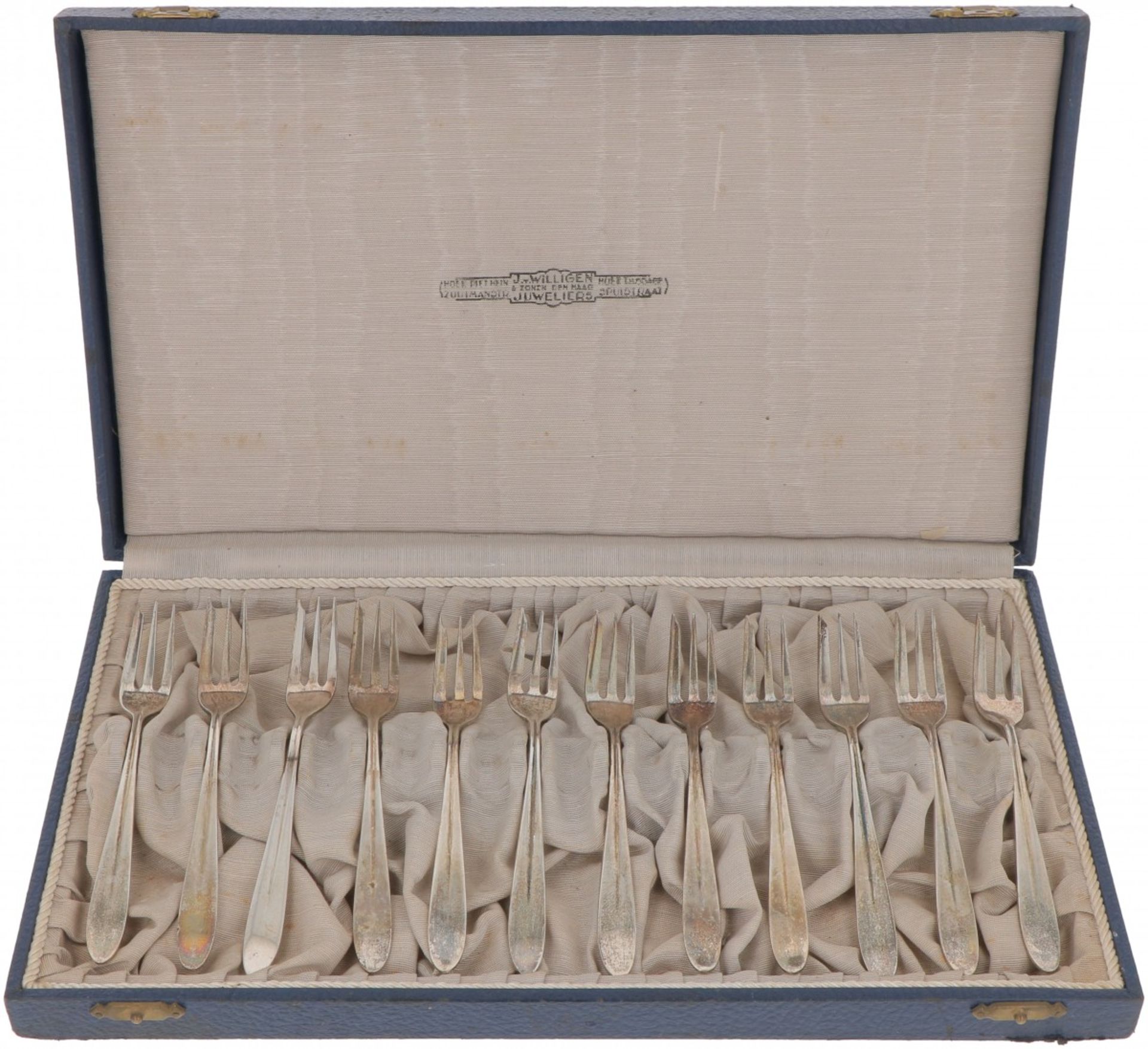 (12) piece of silver cake forks.