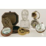 A lot of various items including nautical objects and a desk clock. Late 20th century.