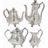 (4) piece coffee & tea set silver-plated.