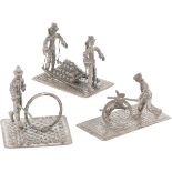 (3) piece lot miniatures silver.