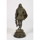 A Zamac sculpture of a nobleman in 17th century dress, France, 1st half 20th century.