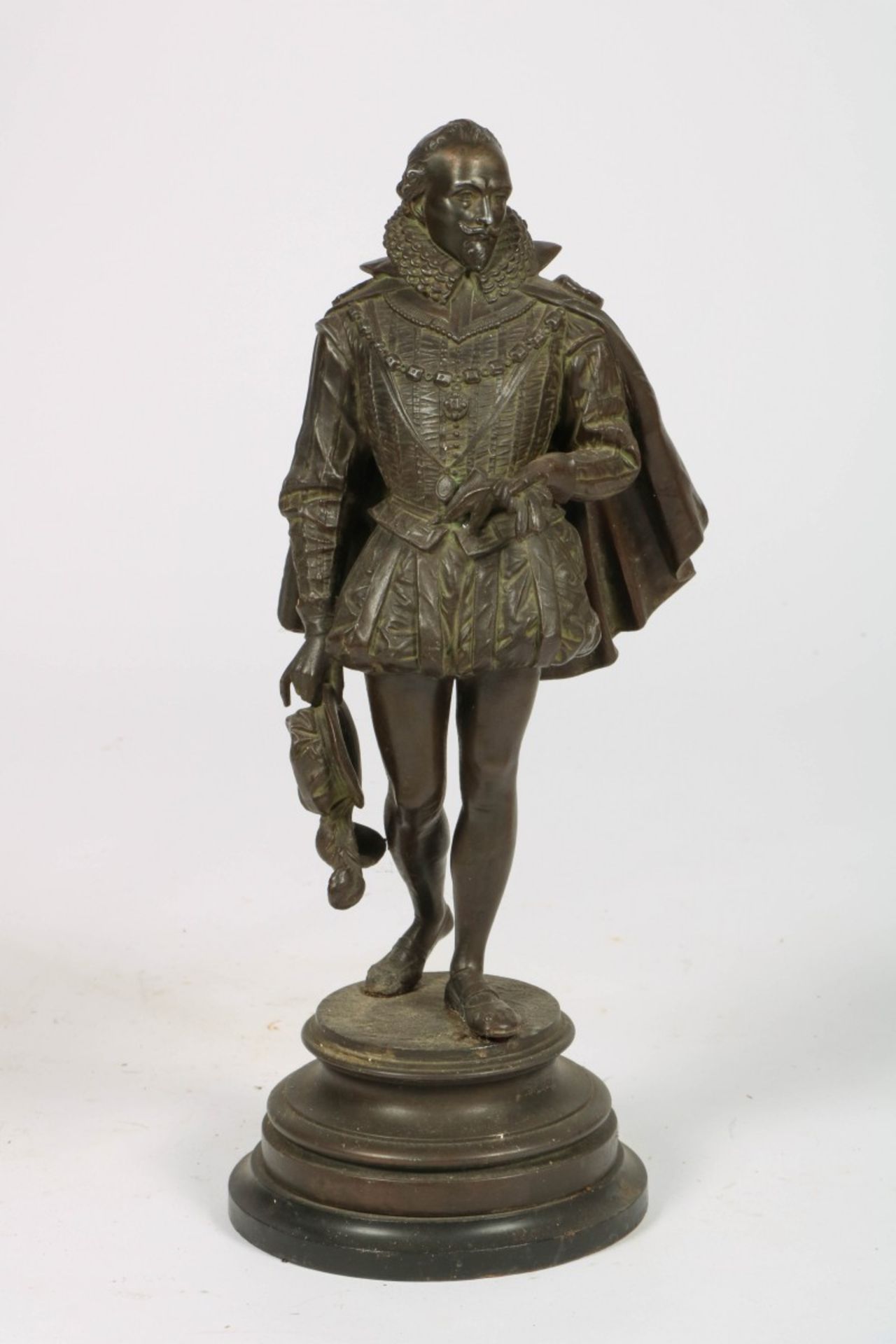 A Zamac sculpture of a nobleman in 17th century dress, France, 1st half 20th century.