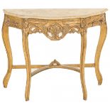 A demi-lune console table with terazzo top, France, 20th century.