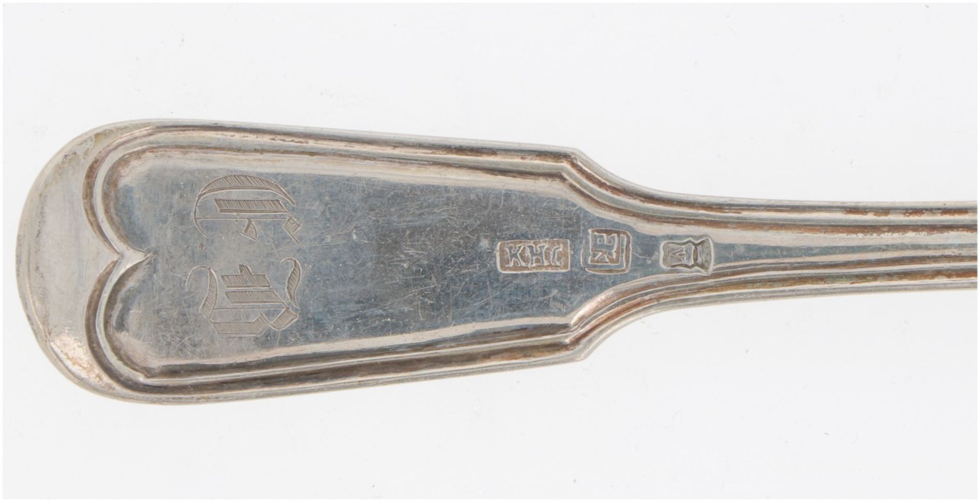 (12) piece set of spoons & forks silver. - Bild 2 aus 2
