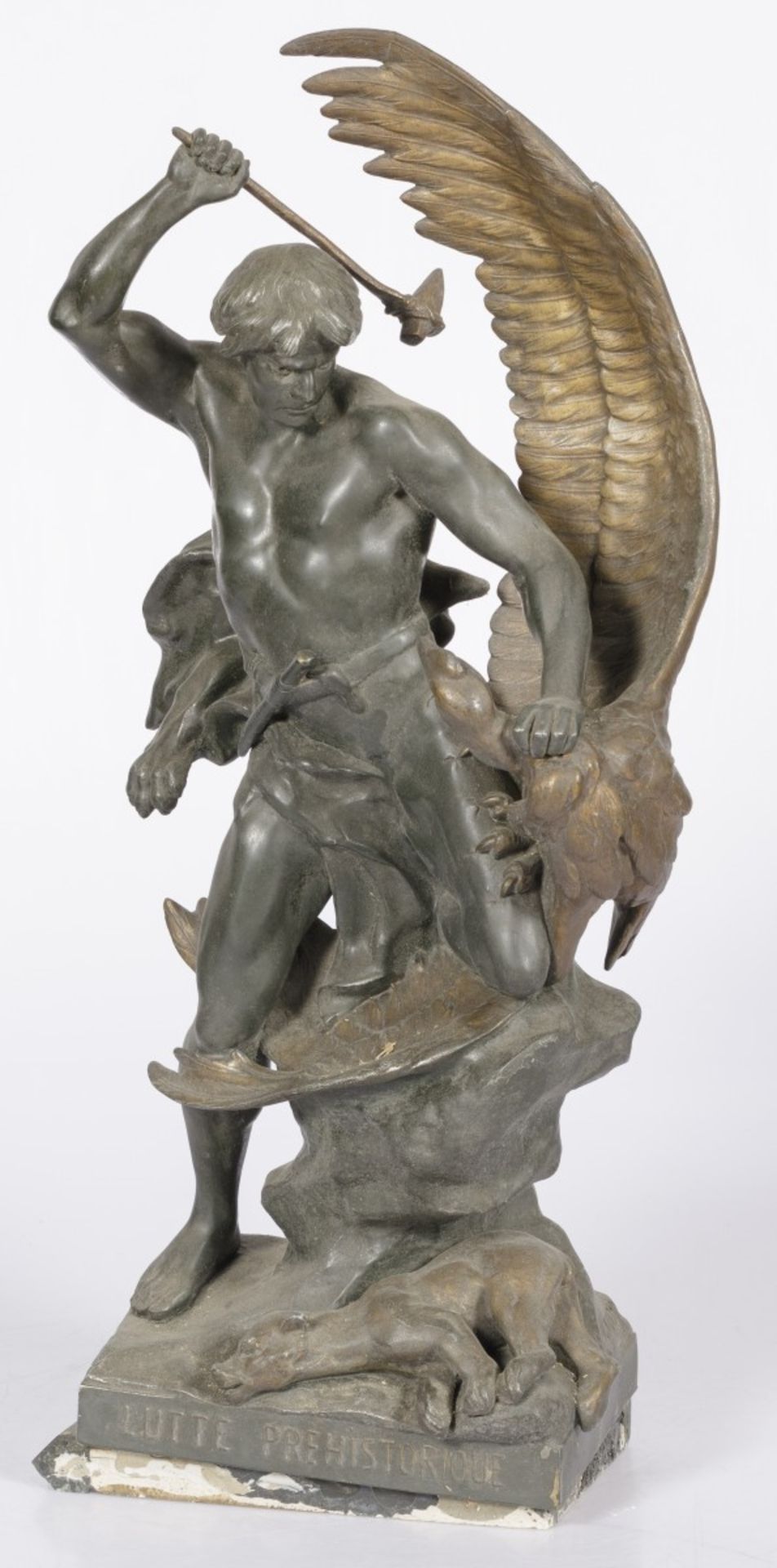 Émile Louis Picault (1833-1915), A statue, "Lutte préhistorique",  France, early 20th century.